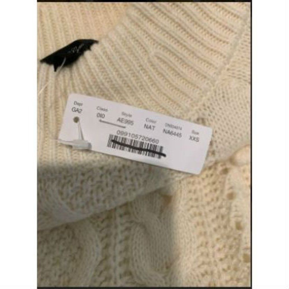 New J. Crew Pom Pom Cable Knit Sweater Sz XXS Soft Cream - Picture 10 of 11